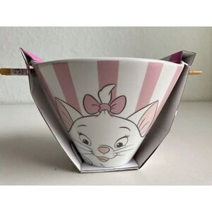 Disney The Aristocats Marie Pink And White Ribbon Ramen Bowl With Chopsticks